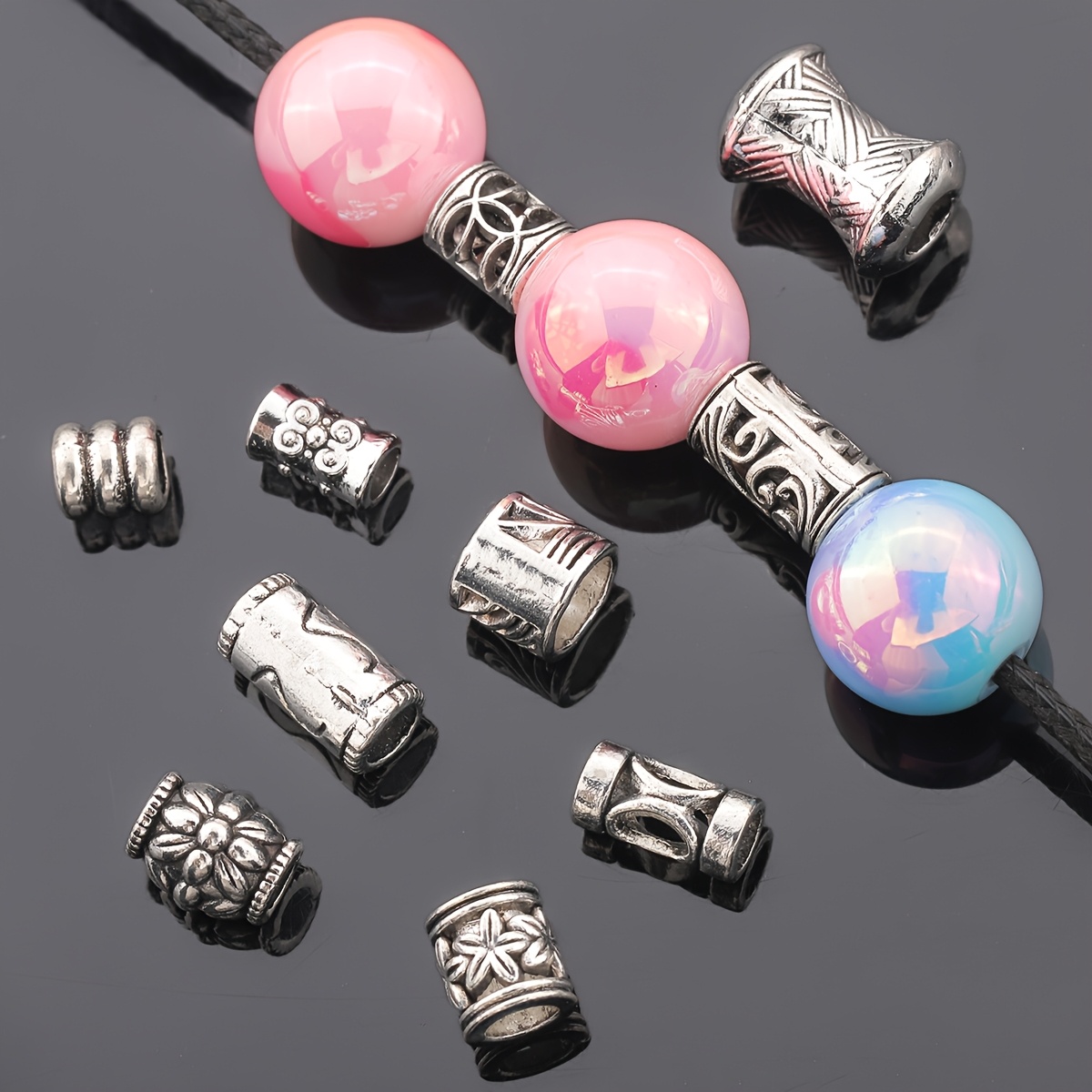 98pcs Hollow Bead Set, Cylindrical Spacer Beads